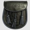 Black Celtic Embossed Leather Sporran
