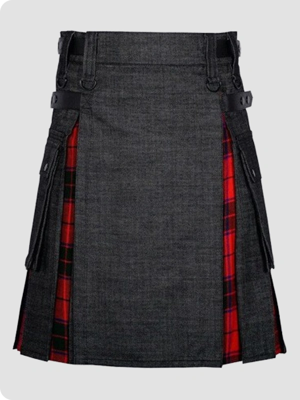 Black Denim Wallace Scottish Hybrid Kilt