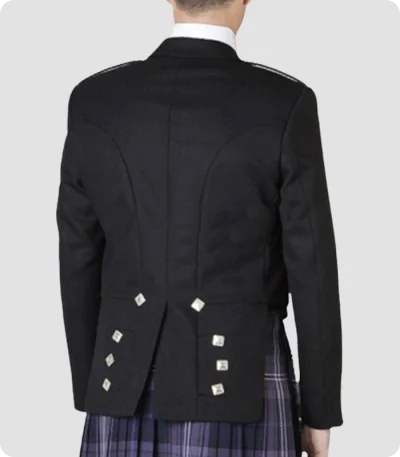 Black Prince Charlie Jacket with Five Button Vest Back