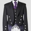 Black Prince Charlie Jacket with Five Button Vest