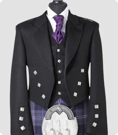 Black Prince Charlie Jacket with Five Button Vest