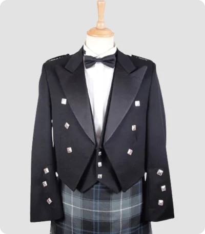 Black Prince Charlie Jacket with Three Button Vest