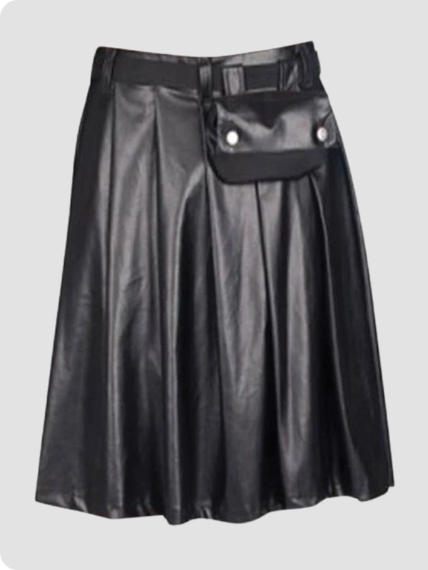 Black Scottish Leather Kilt