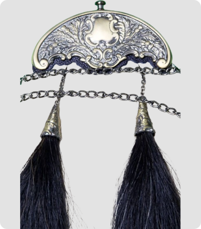 Buy Black and White Horse Hair Sporran With Gold Cantle
