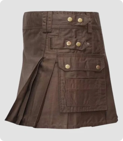 Chocolate Brown Women Utility kilt Right Side