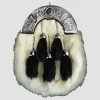 Chrome Celtic Cantle White Rabbit Fur Sporran With 5 Black Fur Tassels