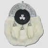 Chrome Plain Shamrock Targe White Rabbit Fur Sporran