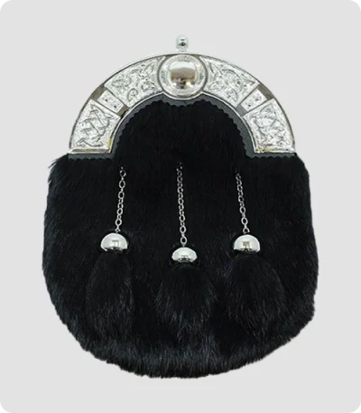 Custom Hand Made Black Rabbit Fur Sporran
