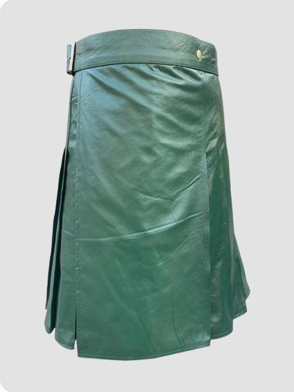 Custom Handmade Green Leather Kilt