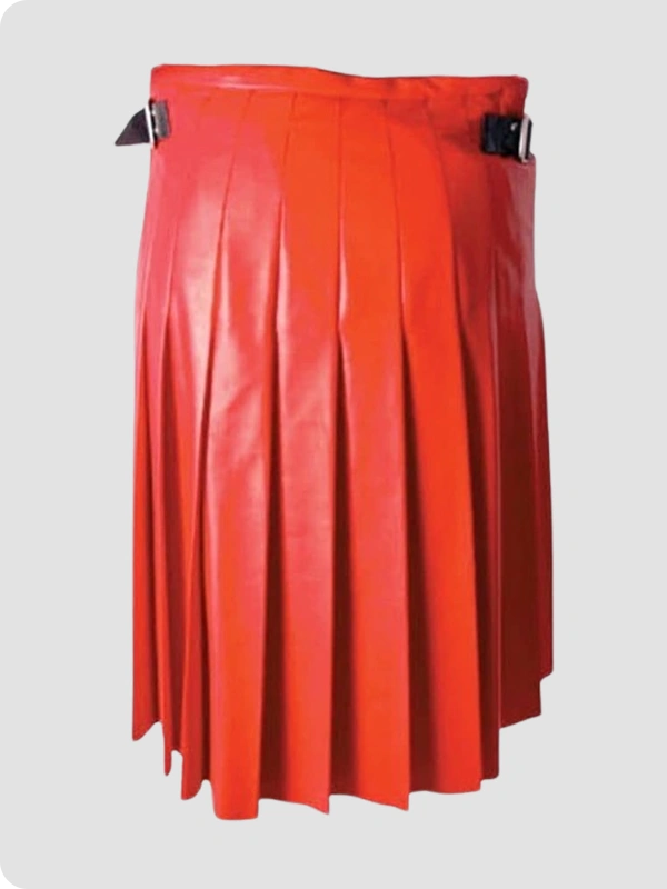 Custom Handmade Red Leather Kilt Back