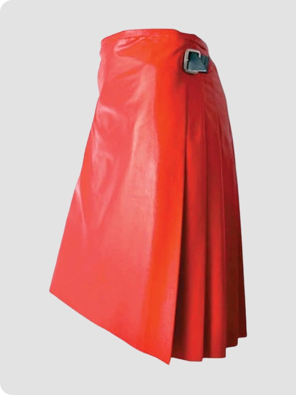 Custom Handmade Red Leather Kilt