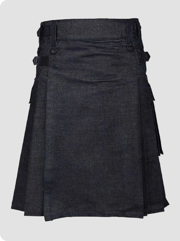 Custom Made Active Men Denim Utility Kilt