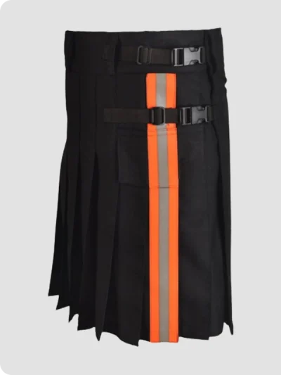 Custom Made Black Firefighter Kilt Right Side
