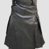 Custom Made Black Leather Fashion Kilt