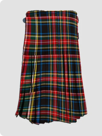 Custom Made Black Stewart Tartan Kilt Back