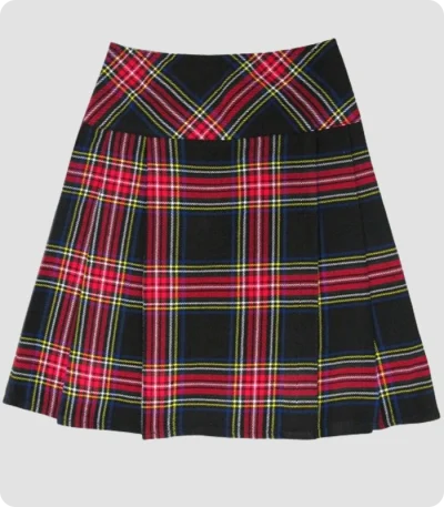 Custom Made Black Stewart Tartan Skirt Back