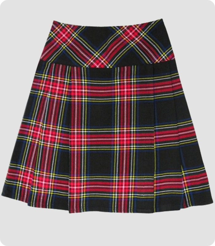 Custom Made Black Stewart Tartan Skirt Back