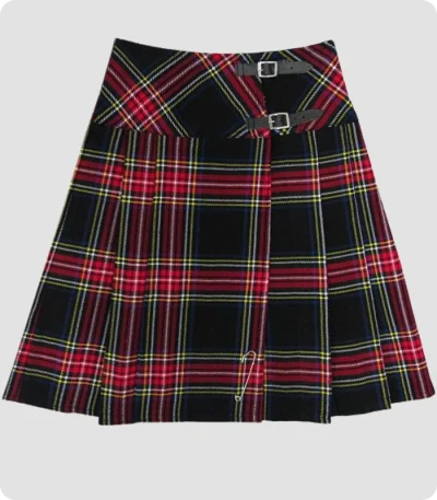Custom Made Black Stewart Tartan Skirt