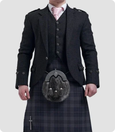 Custom Made Black Tweed Wool Argyle Jacket