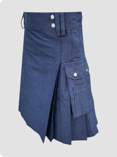 Custom Made Blue Scottish Denim Kilt