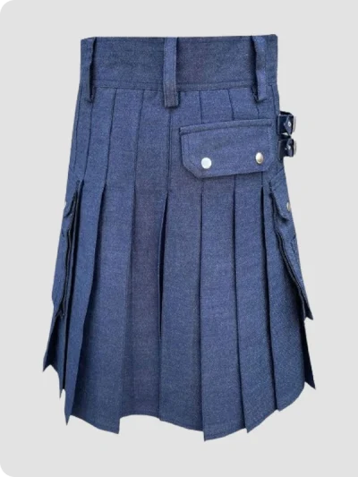 Custom Made Blue Scottish Denim Kilt Back