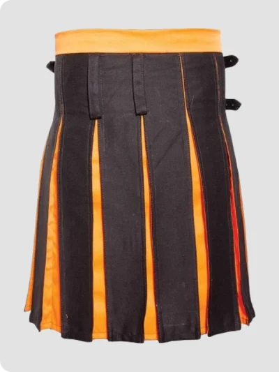 Custom Made Box Pleated Modern Black And Orange Two Kilt Back