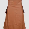 Custom Made Brown Leather Utility Kilt
