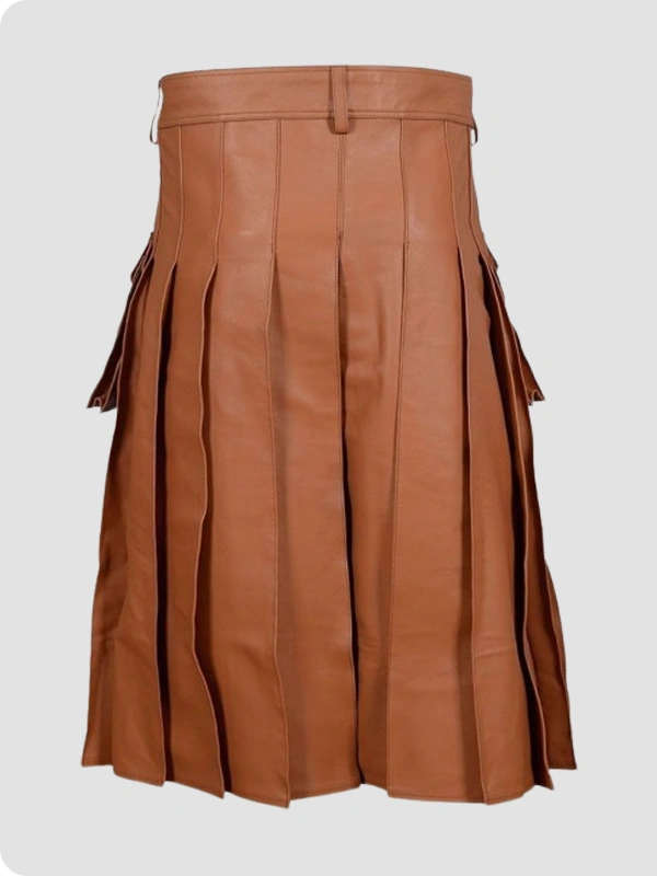 Custom Made Brown Leather Utility Kilt Back