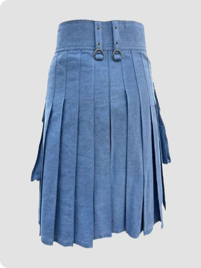 Custom Made Buy Blue Denim Kilt Back