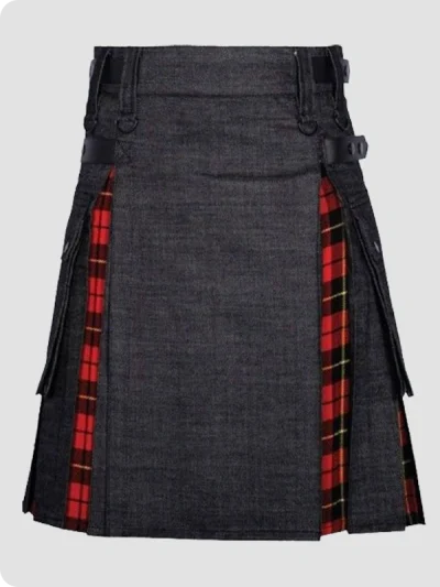 Custom Made Buy Scottish Black Denim Kilt