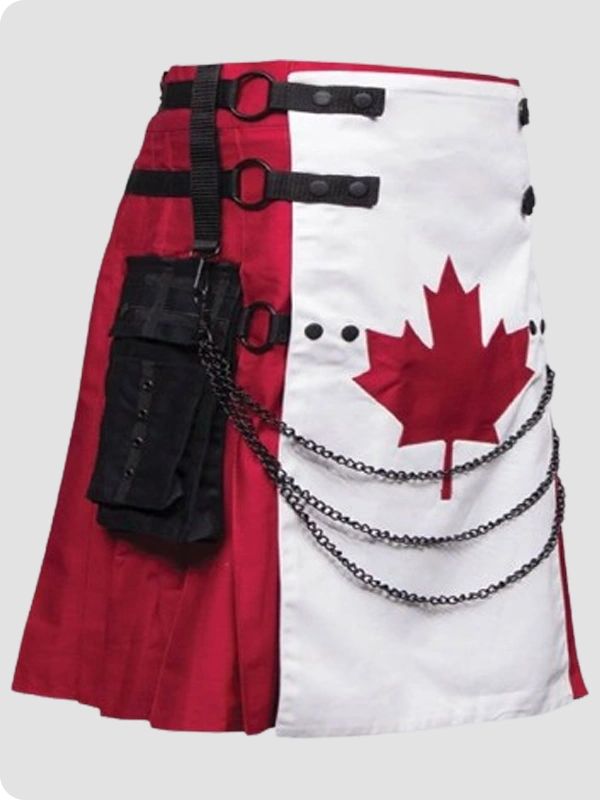 Custom Made Canadian Flag Canvas Utility Kilt Side
