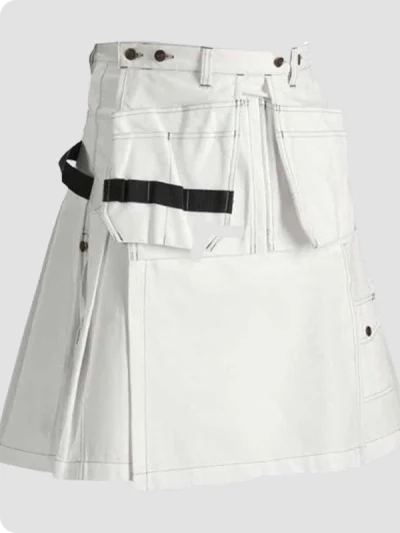 Custom Made Carheartt White Work Utility Kilt Left Side