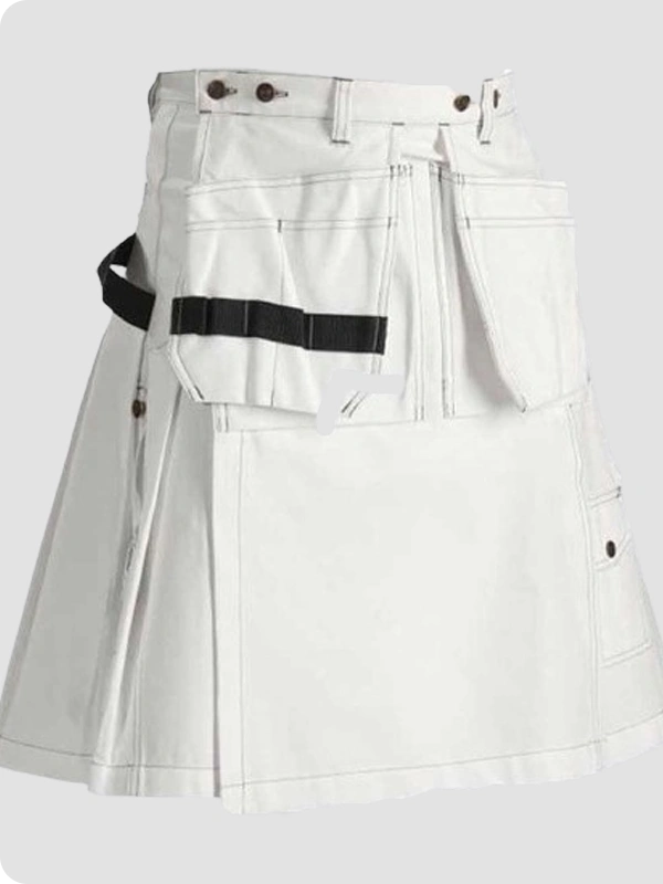Custom Made Carheartt White Work Utility Kilt Left Side