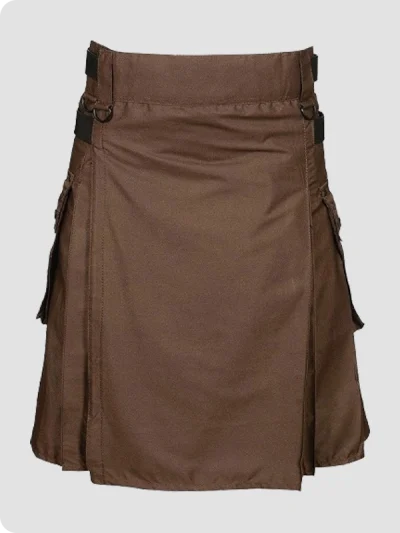 Custom Made Chocolate Brown Leather Strap Utility Kilt