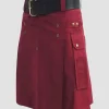 Custom Made Classic Burgundy Utility Kilt