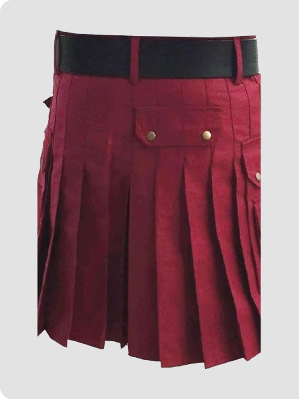 Custom Made Classic Burgundy Utility Kilt Back