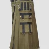 Custom Made Cotton Olive Green Utility Kilt