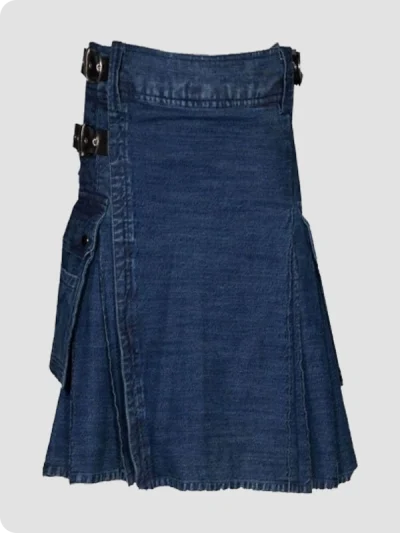 Custom Made Dark Blue Stylish Denim Kilt