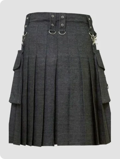 Custom Made Elegant Relaxed Stylish Denim Kilt Back