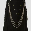 Custom Made Famous Cargo Utility Kilt With Golden Chains