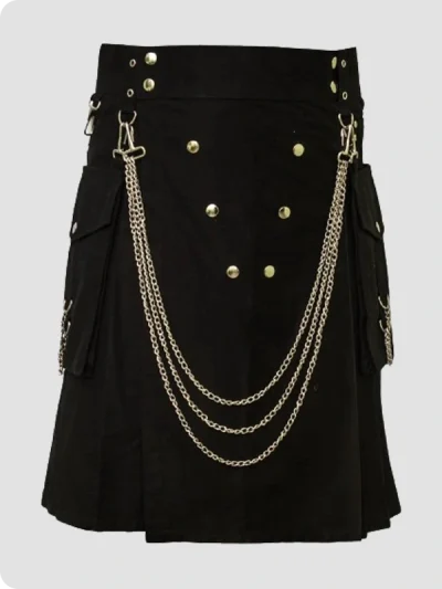 Custom Made Famous Cargo Utility Kilt With Golden Chains