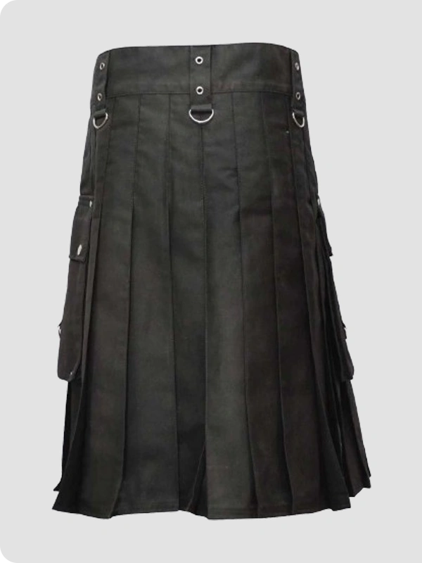 Custom Made Gothic Fashion Black Utility kilt Back