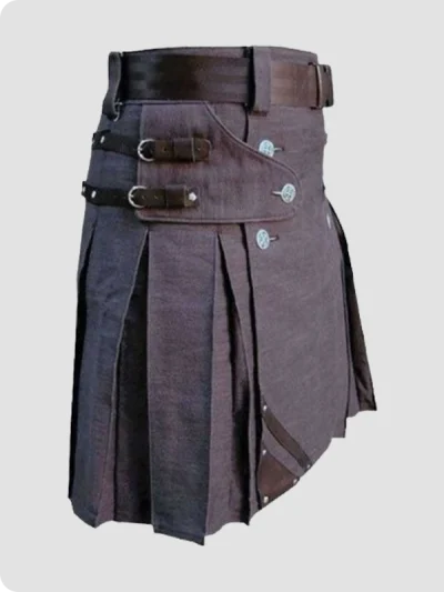Custom Made Heavy Duty Denim and Leather Kilt