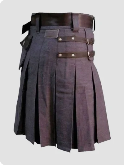 Custom Made Heavy Duty Denim and Leather Kilt Back