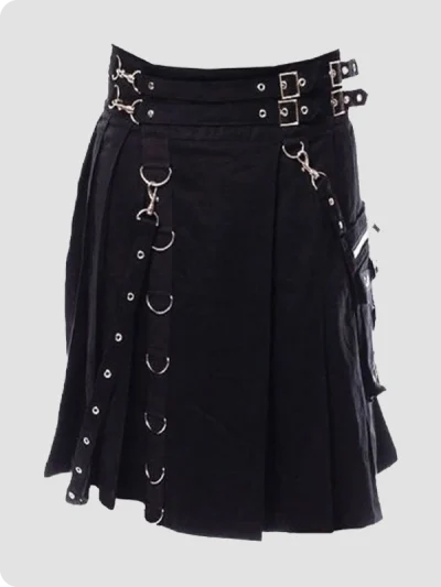 Custom Made Modern Black Punk Utility Kilt