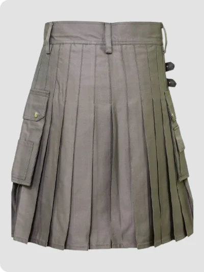 Custom Made Modern Fashion Grey Utility Kilt Back