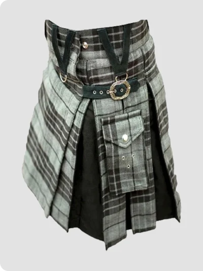 Custom Made Modern Grey Box Pleated Hybrid Kilt