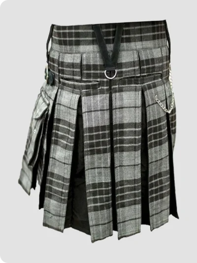 Custom Made Modern Grey Box Pleated Hybrid Kilt Back
