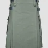 Custom Made Olive Green Cotton Utility Kilt