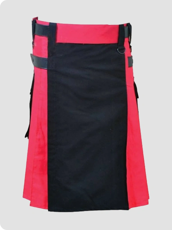 Custom Made Red & Black Hybrid Kilt